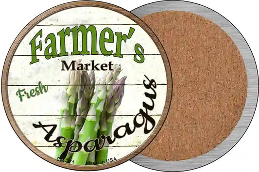 Farmers Market Asparagus Novelty Circle Coaster Set of 4