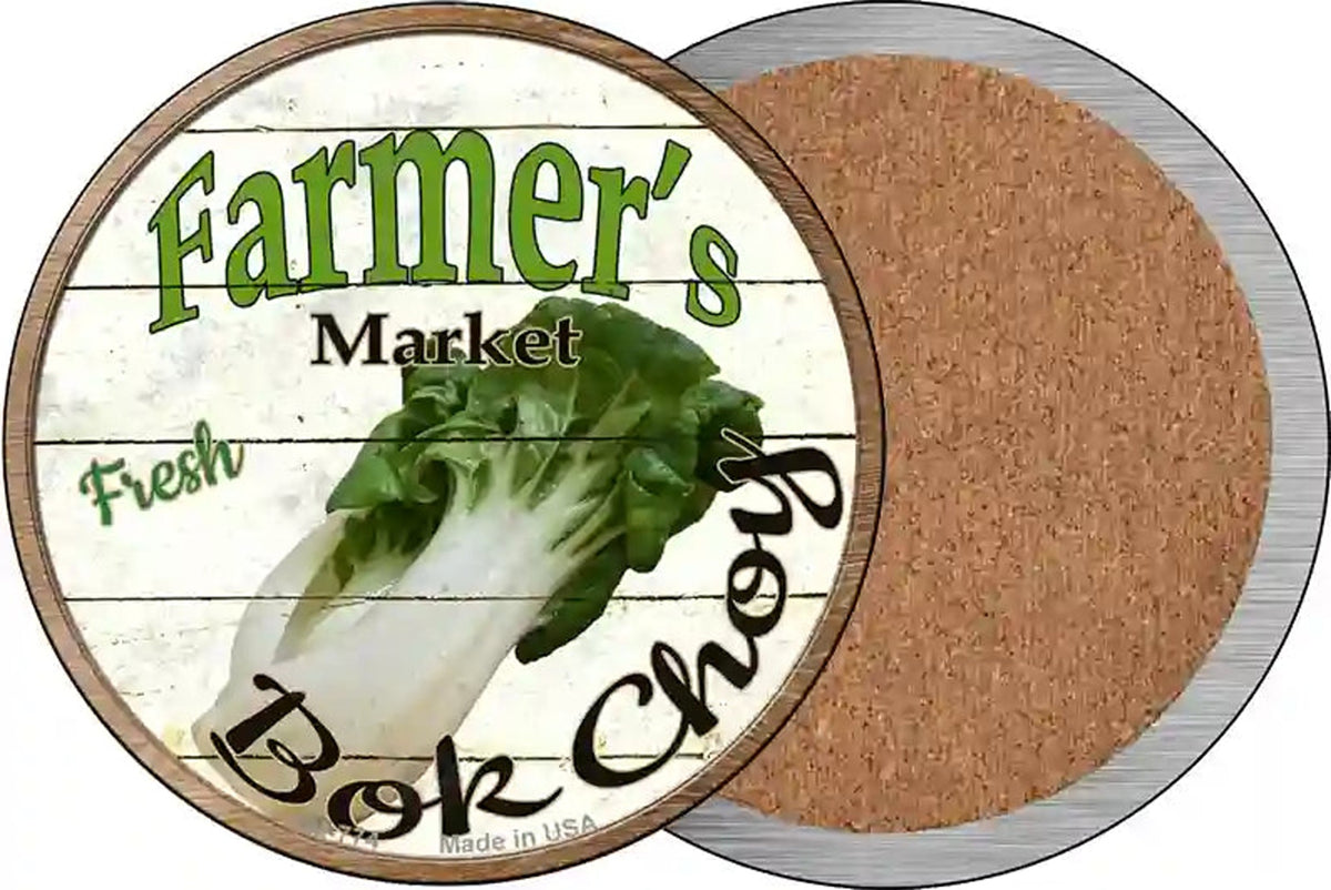 Farmers Market Bok Choy Novelty Circle Coaster Set of 4