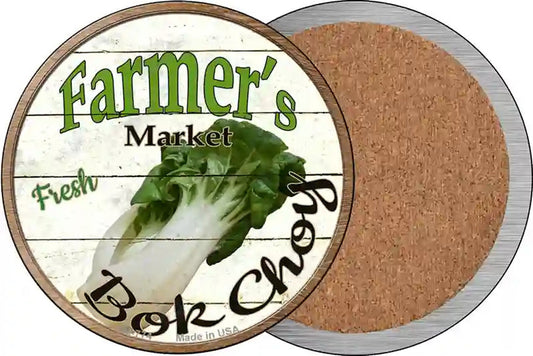 Farmers Market Bok Choy Novelty Circle Coaster Set of 4
