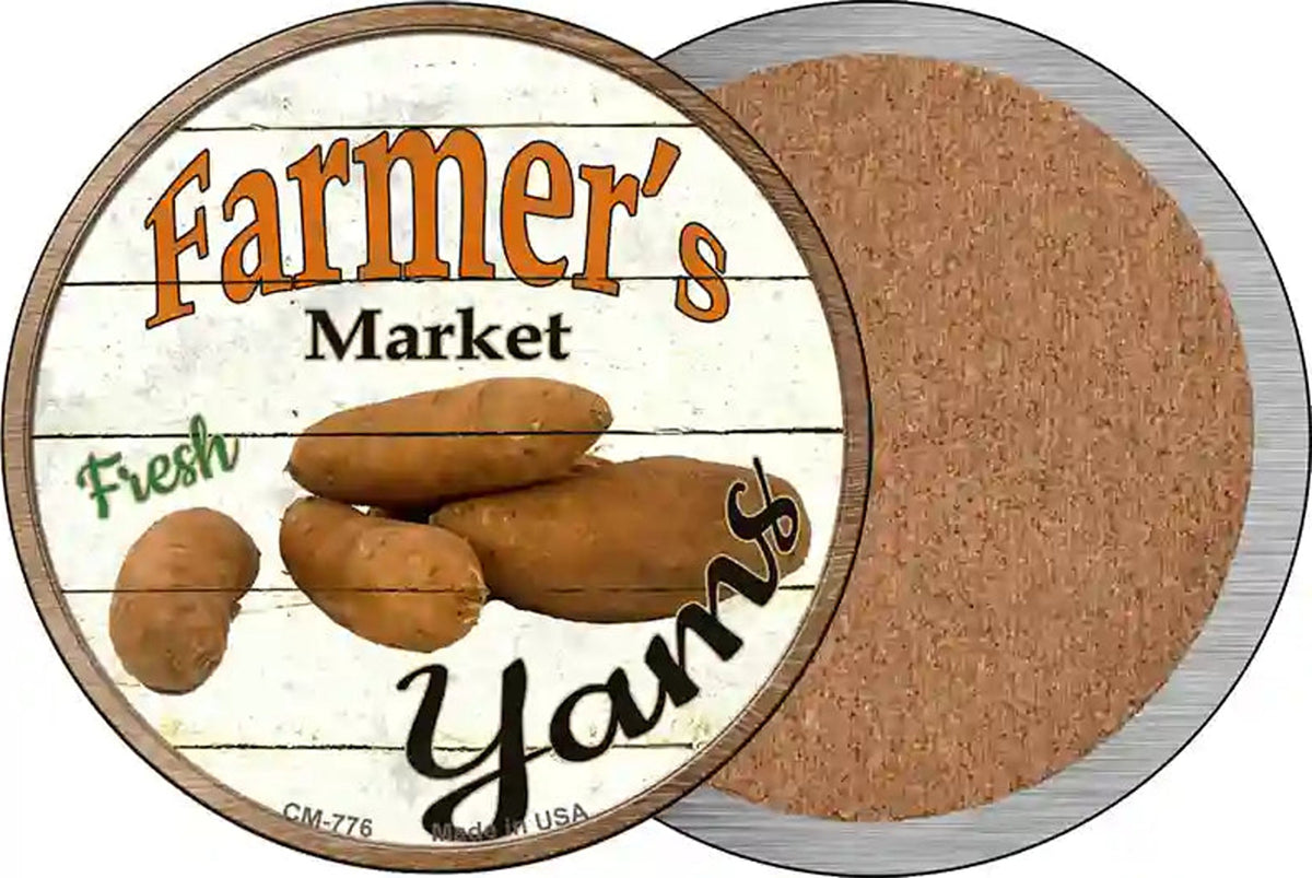Farmers Market Yams Novelty Circle Coaster Set of 4
