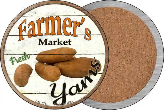 Farmers Market Yams Novelty Circle Coaster Set of 4