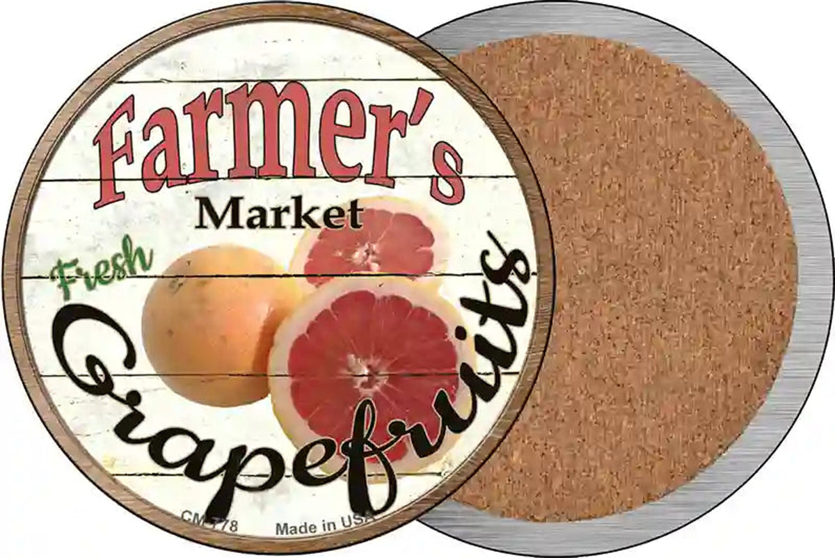 Farmers Market Grapefruits Novelty Circle Coaster Set of 4