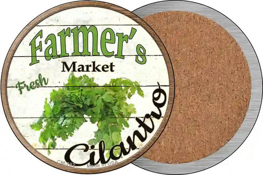 Farmers Market Cilantro Novelty Circle Coaster Set of 4