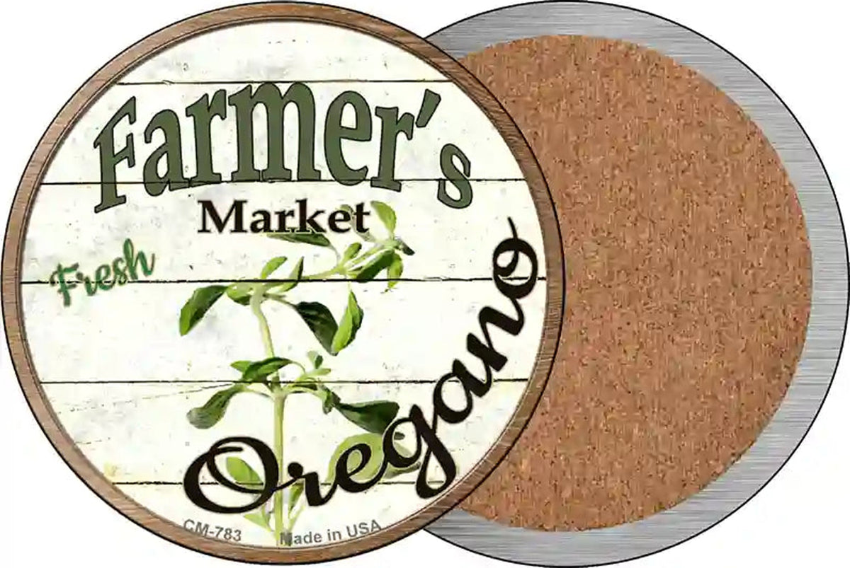 Farmers Market Oregano Novelty Circle Coaster Set of 4