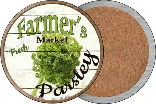 Farmers Market Parsley Novelty Circle Coaster Set of 4