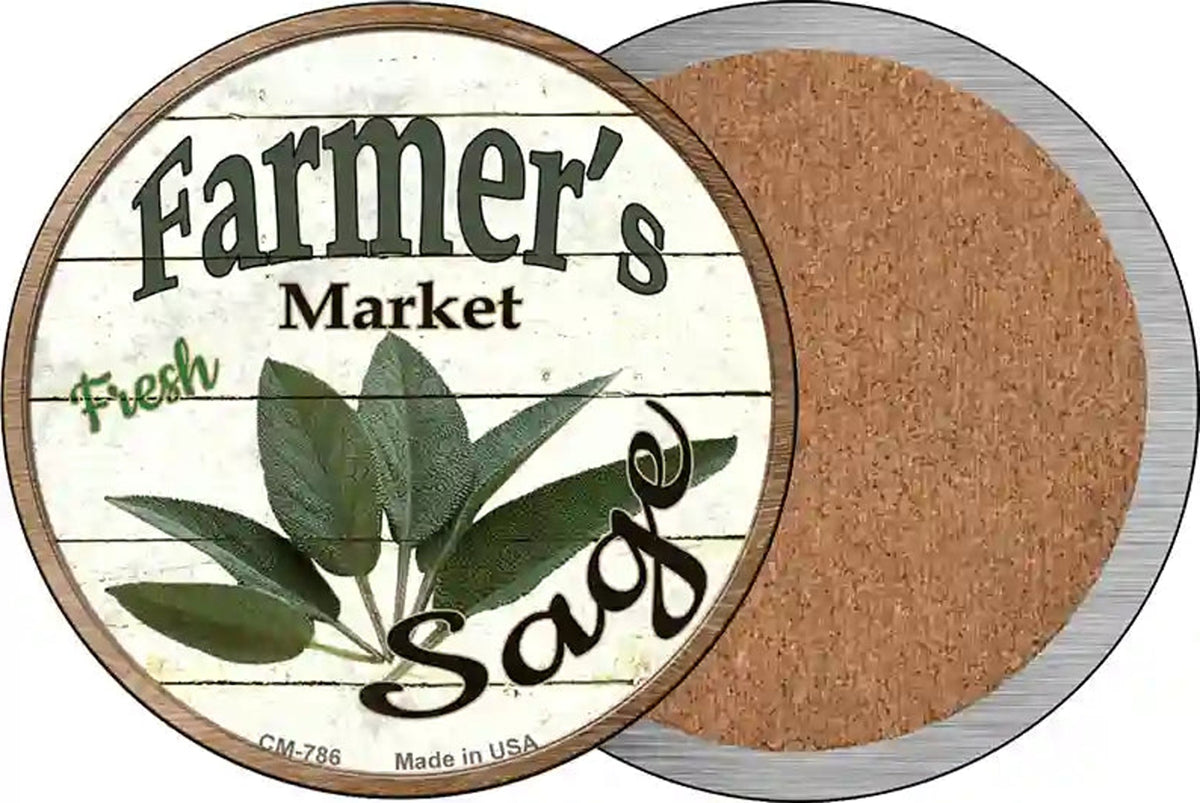 Farmers Market Sage Novelty Circle Coaster Set of 4