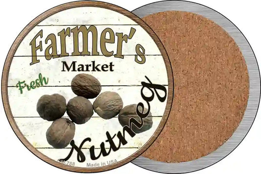 Farmers Market Nutmeg Novelty Circle Coaster Set of 4