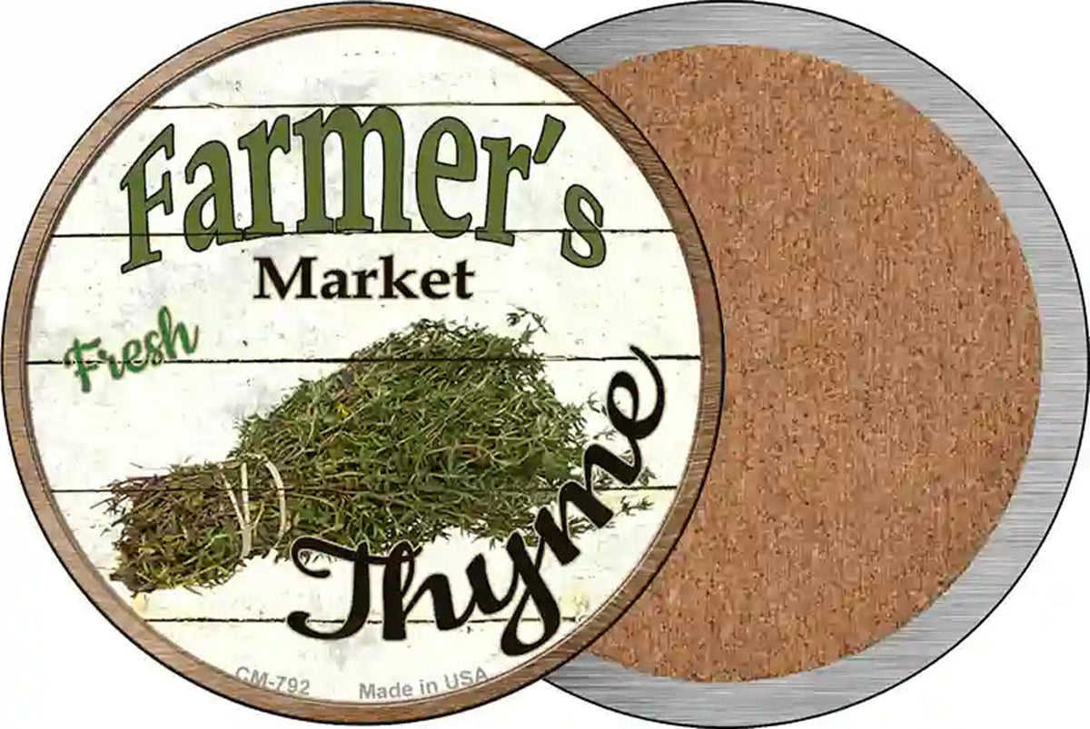 Farmers Market Thyme Novelty Circle Coaster Set of 4