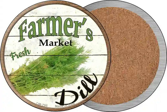 Farmers Market Dill Novelty Circle Coaster Set of 4