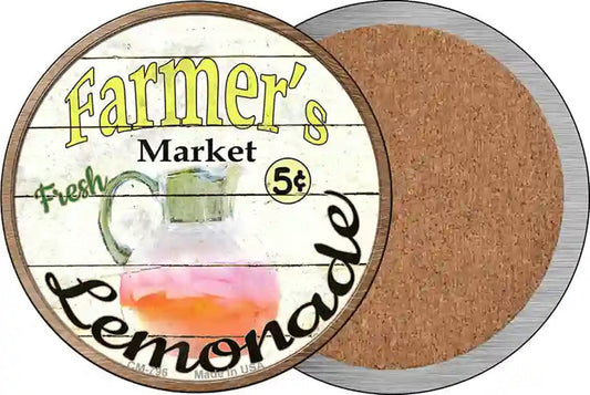 Farmers Market Lemonade Novelty Circle Coaster Set of 4