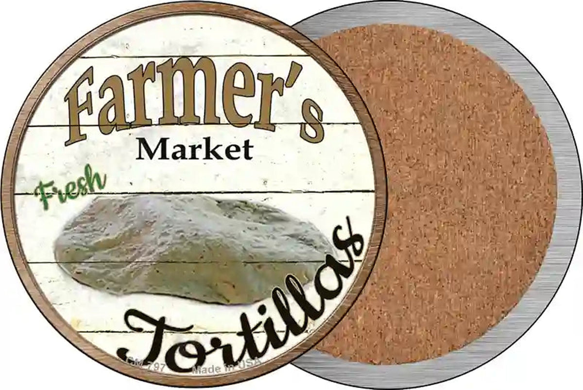 Farmers Market Tortillas  Novelty Circle Coaster Set of 4