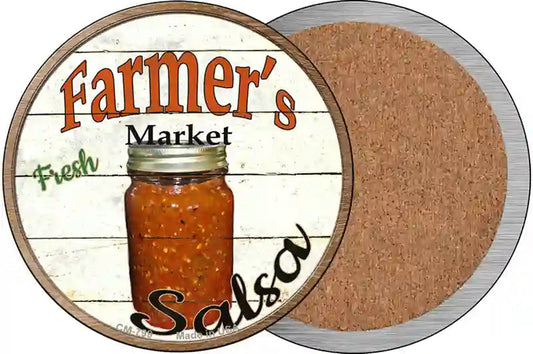 Farmers Market Salsa Novelty Circle Coaster Set of 4