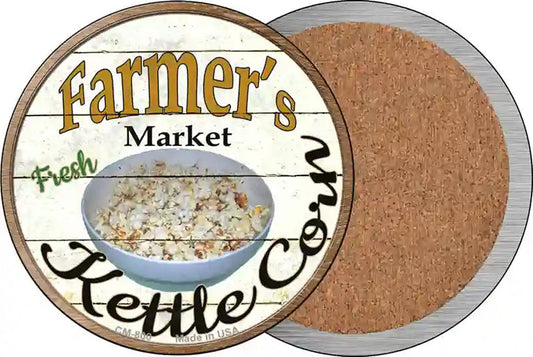 Farmers Market Kettle Corn Novelty Circle Coaster Set of 4