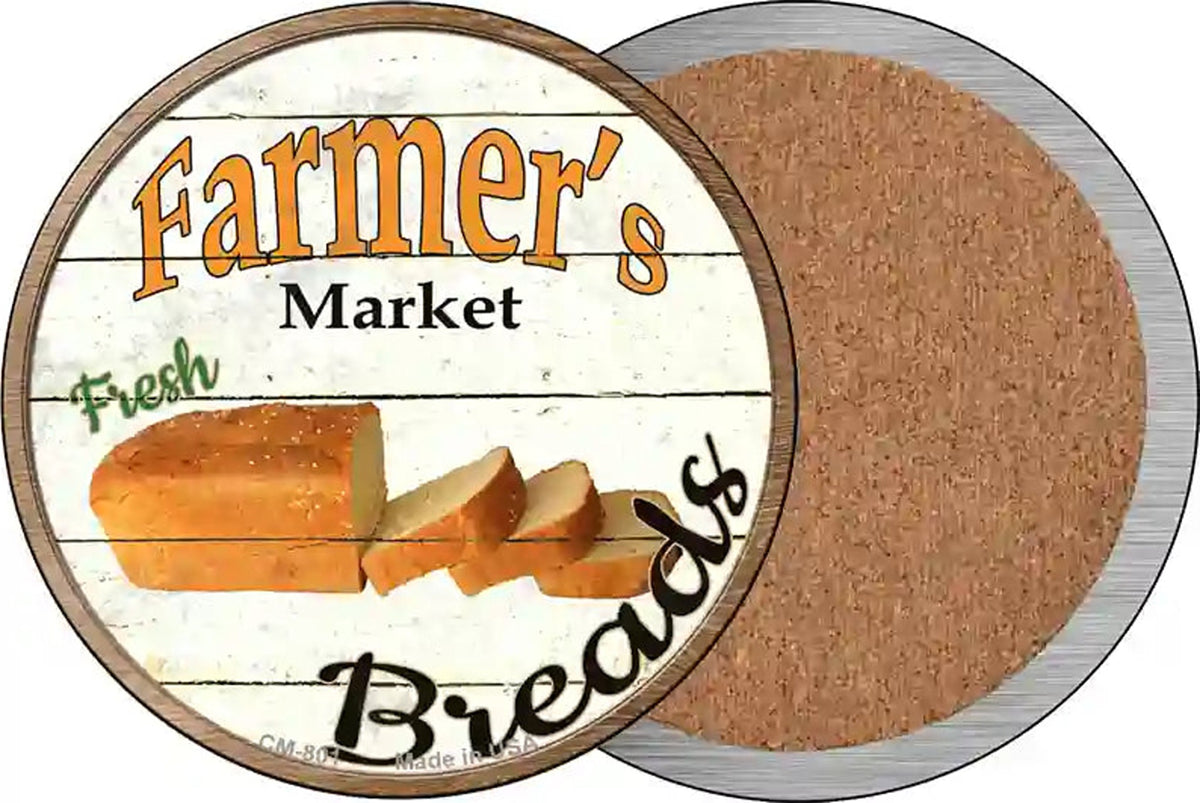 Farmers Market Breads Novelty Circle Coaster Set of 4