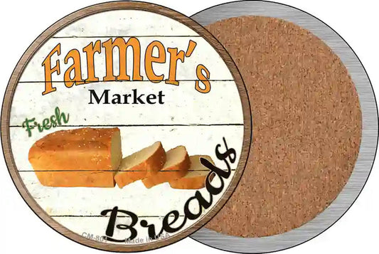 Farmers Market Breads Novelty Circle Coaster Set of 4