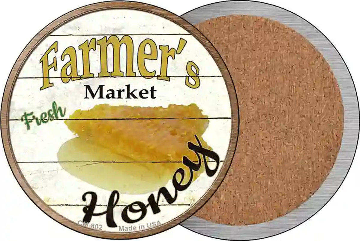 Farmers Market Honey Novelty Circle Coaster Set of 4
