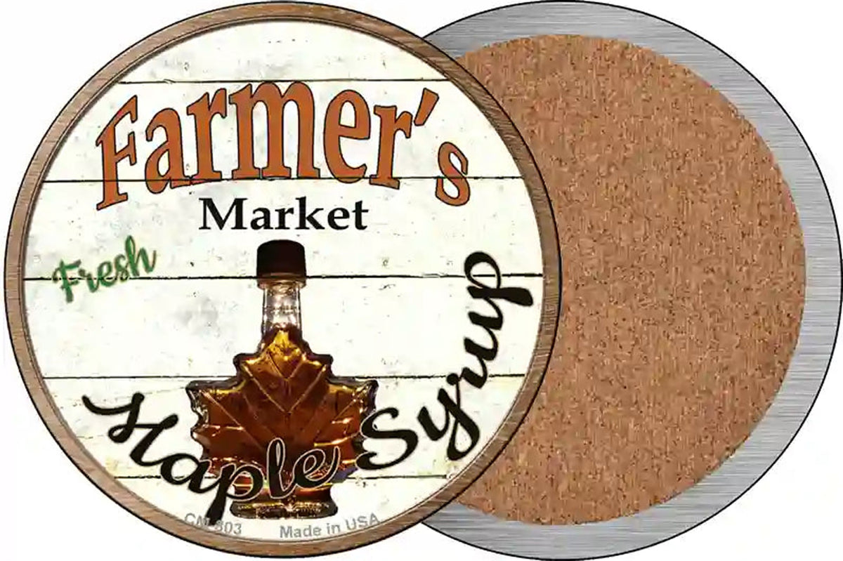 Farmers Market Maple Syrup Novelty Circle Coaster Set of 4