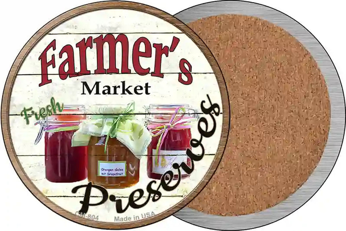 Farmers Market Preserves Novelty Circle Coaster Set of 4