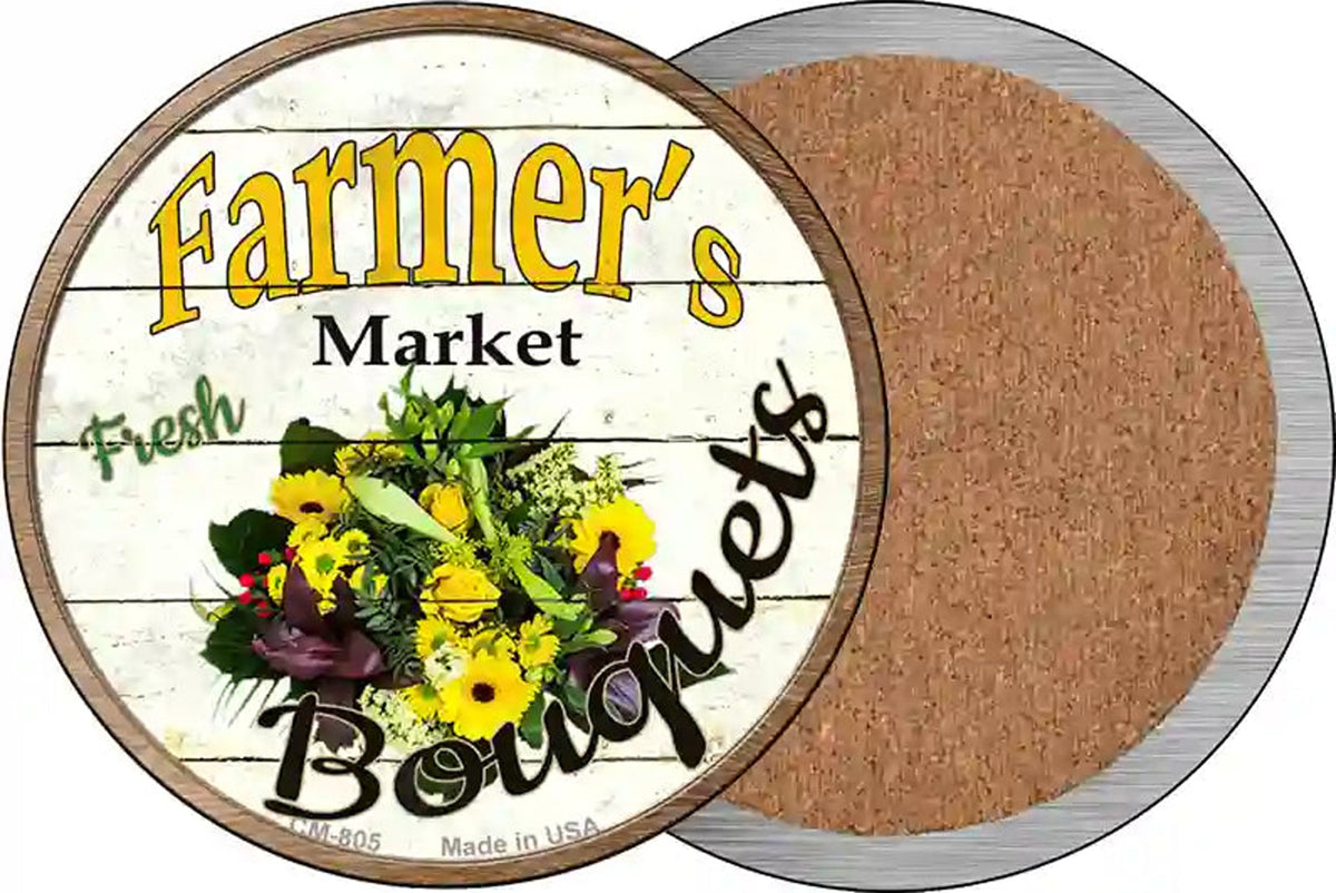 Farmers Market Bouquets Novelty Circle Coaster Set of 4