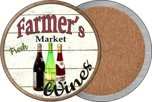 Farmers Market Wines Novelty Circle Coaster Set of 4
