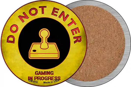 Do Not Enter Joystick Gaming In Progress Novelty Circle Coaster Set of 4