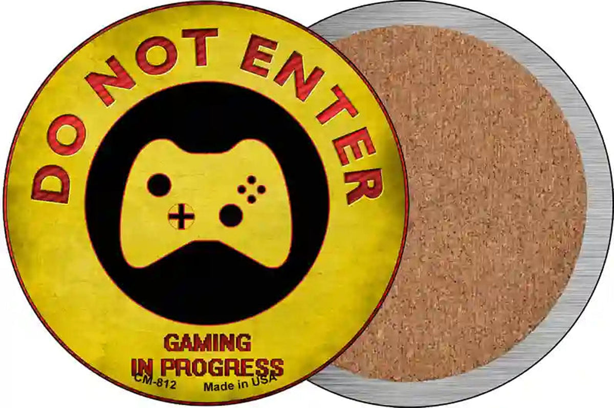 Do Not Enter Round Controller Novelty Circle Coaster Set of 4