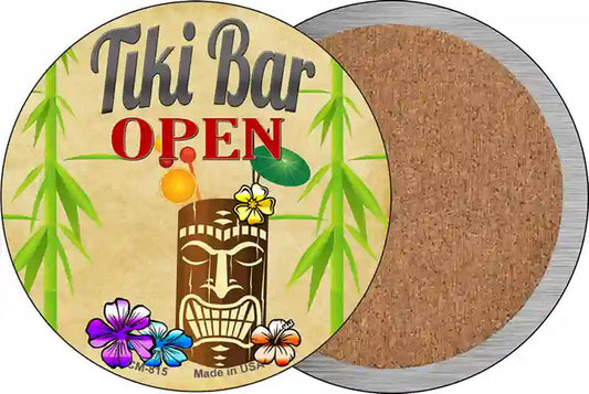 Tiki Bar Open Novelty Metal Novelty Metal Mini Circle Magnet