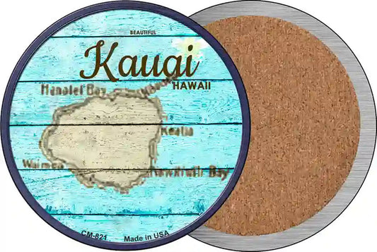 Kauai Hawaii Map Novelty Circle Coaster Set of 4