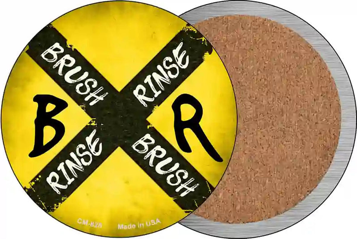 Brush and Rinse Novelty Circle Coaster Set of 4