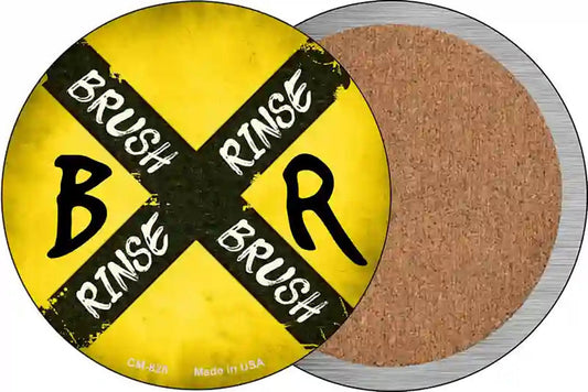 Brush and Rinse Novelty Circle Coaster Set of 4