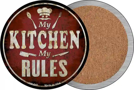 My Kitchen My Rules Novelty Circle Coaster Set of 4