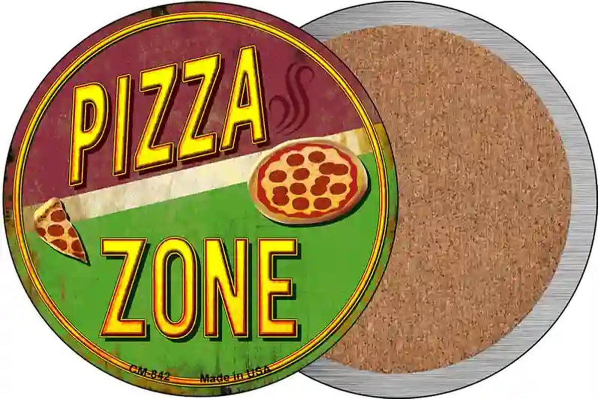 Pizza Zone Novelty Circle Coaster Set of 4