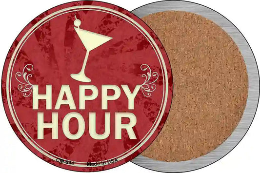 Happy Hour Novelty Circle Coaster Set of 4