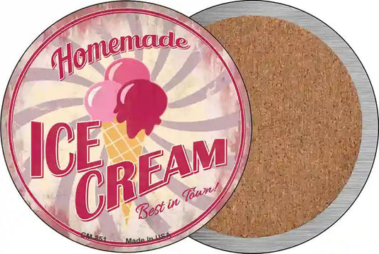 Homemade Ice Cream Novelty Circle Coaster Set of 4