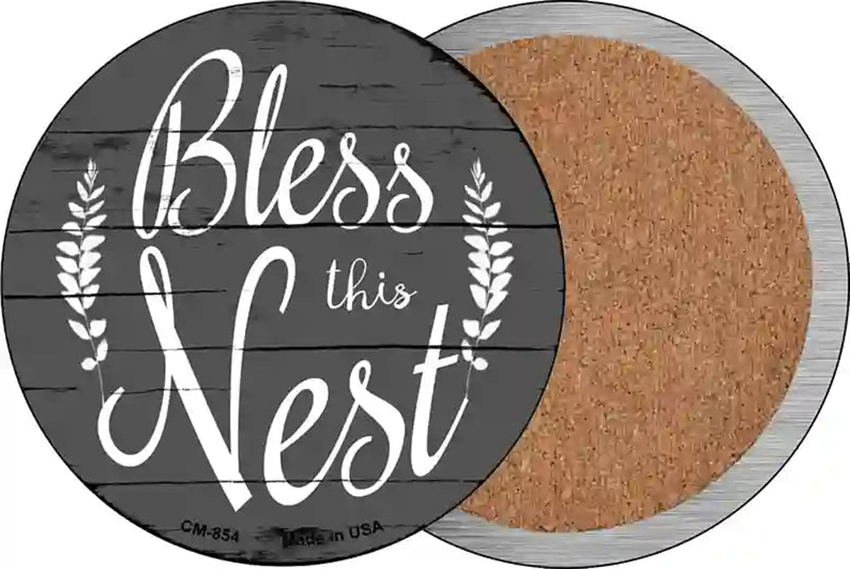Bless the Nest Novelty Circle Coaster Set of 4