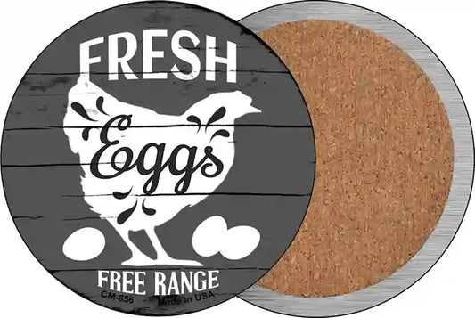 Fresh Eggs Free Range Novelty Circle Coaster Set of 4
