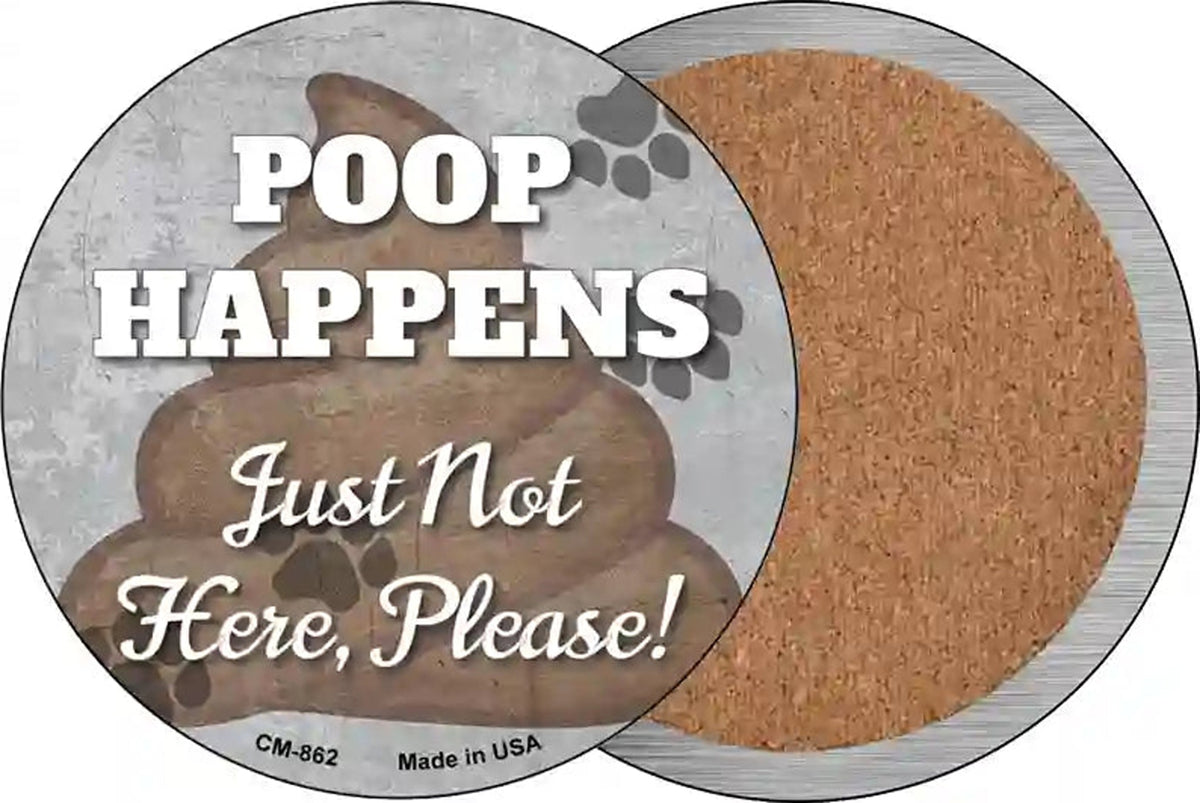 Poop Happens Novelty Circle Coaster Set of 4