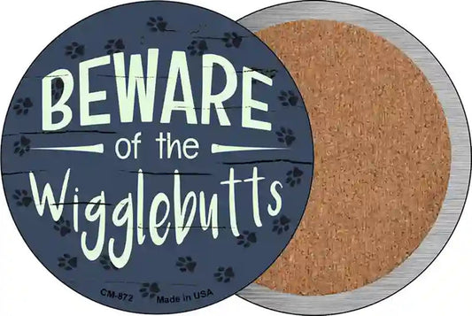 Beware of the Wigglebutts Novelty Circle Coaster Set of 4