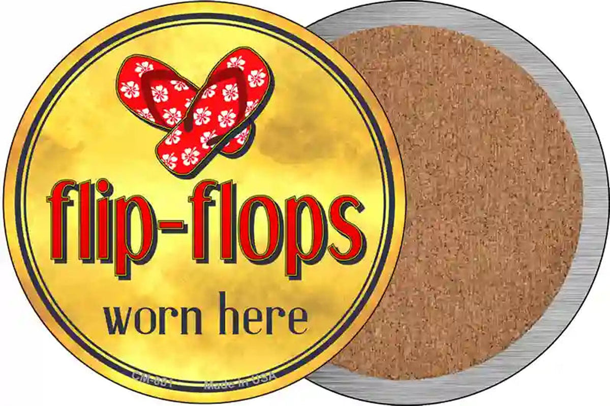 Flip Flops Worn Here Novelty Circle Coaster Set of 4