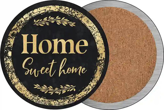 Home Sweet Home Black Novelty Circle Coaster Set of 4