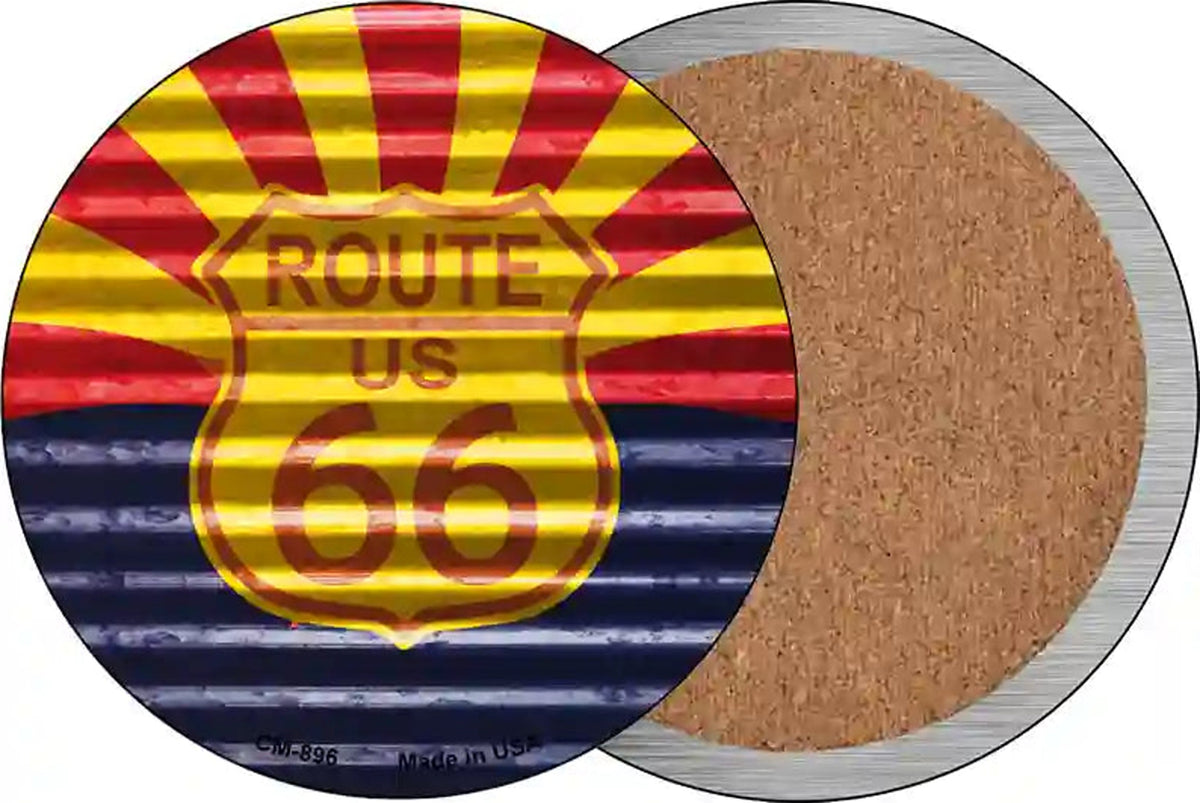 Route 66 Arizona Flag Novelty Circle Coaster Set of 4
