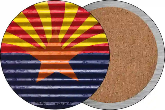 Arizona Flag Novelty Circle Coaster Set of 4