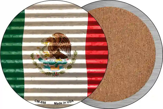 Mexico Flag Novelty Circle Coaster Set of 4
