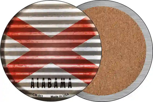 Alabama Flag Corrugated Effect Novelty Circle Coaster Set of 4