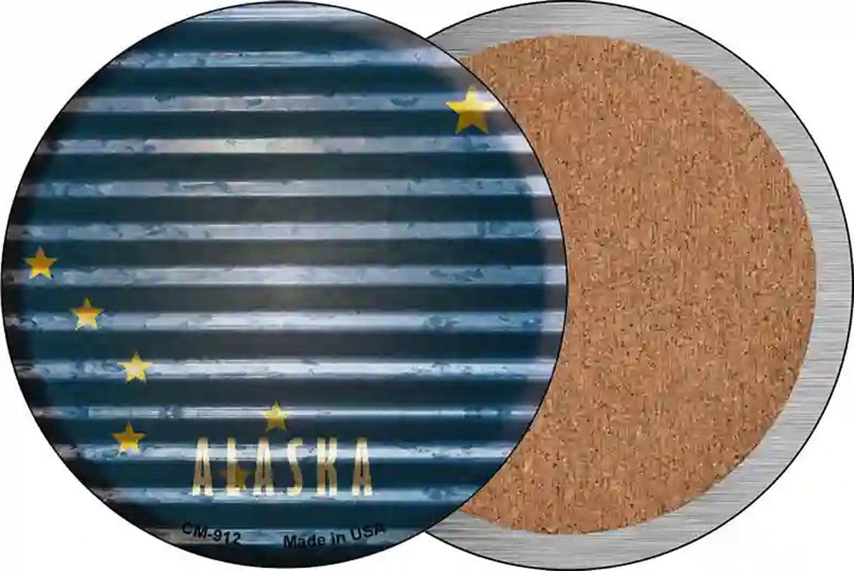 Alaska Flag Corrugated Effect Novelty Circle Coaster Set of 4