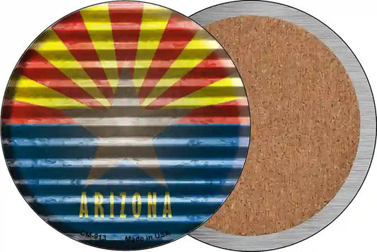 Arizona Flag Corrugated Effect Novelty Circle Coaster Set of 4