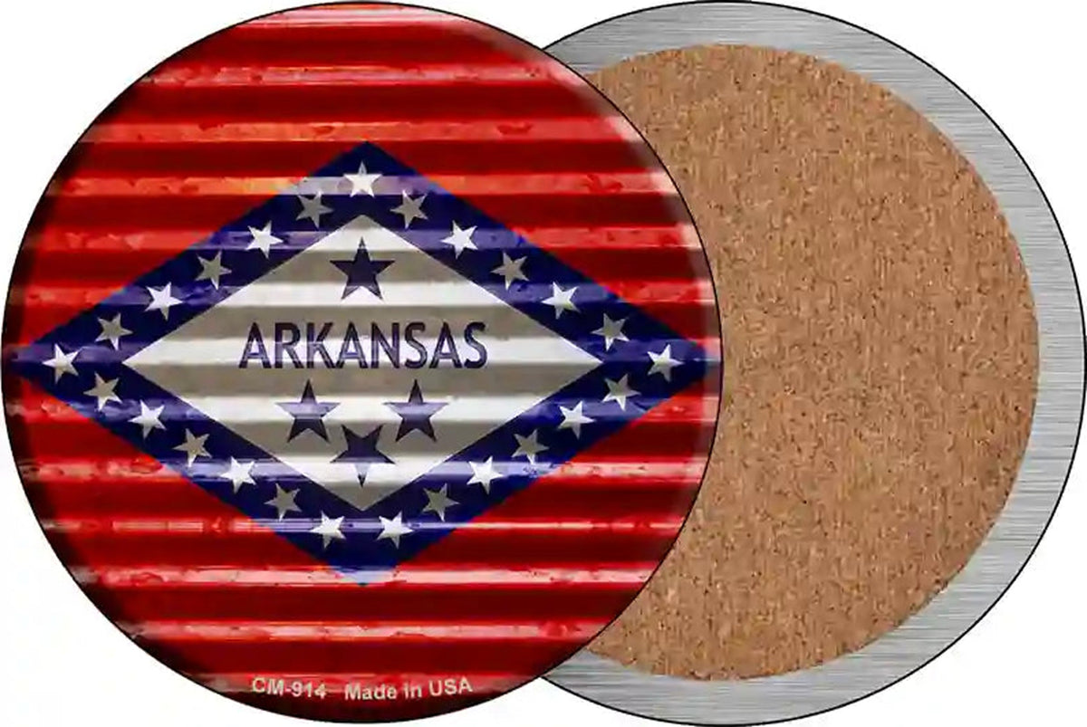 Arkansas Flag Corrugated Effect Novelty Circle Coaster Set of 4