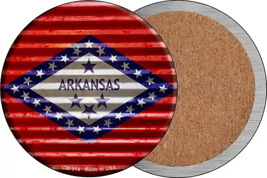 Arkansas Flag Corrugated Effect Novelty Circle Coaster Set of 4