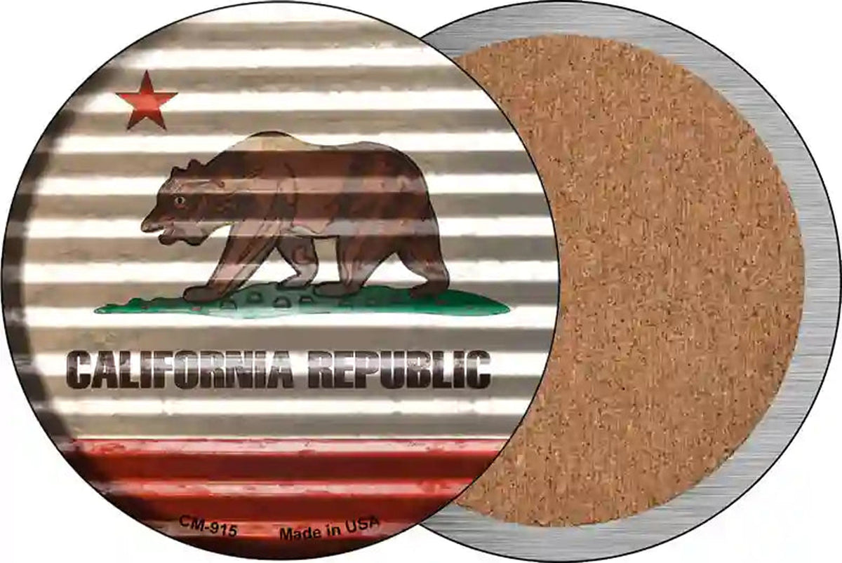 California Flag Corrugated Effect Novelty Circle Coaster Set of 4