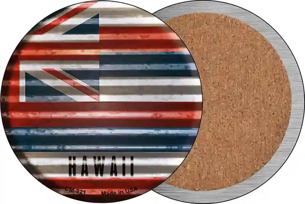 Hawaii Flag Corrugated Effect Novelty Circle Coaster Set of 4